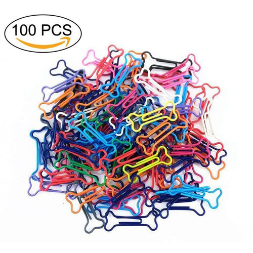 100pcs Bone Shape Multicolor Metal Paper Clips